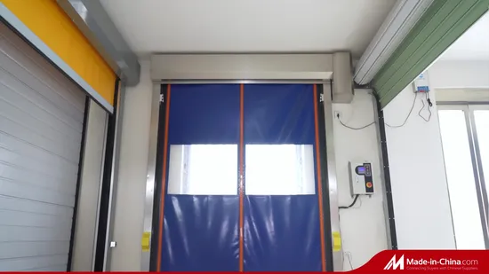 Intérieur automatique en tissu PVC Type de fermeture à glissière GMP Hermétique à récupération automatique Réinitialisation Réparation à grande vitesse Enroulez rapidement le volet roulant Porte à action rapide pour salle blanche