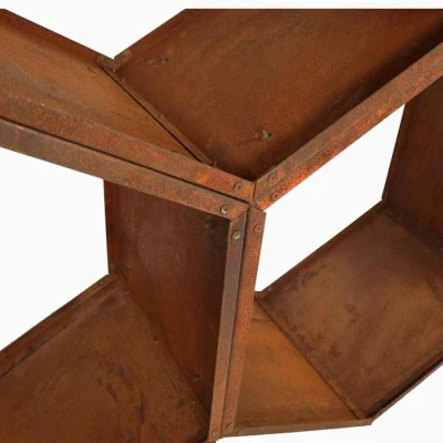 Support de bois de chauffage en acier Corten, stockage intérieur, support de stockage de bûches de bois de chauffage hexagonal